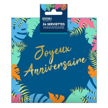 24 serviettes anniversaire tropical