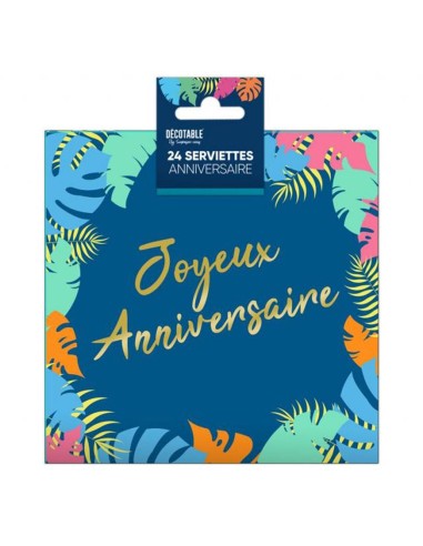24 serviettes anniversaire tropical