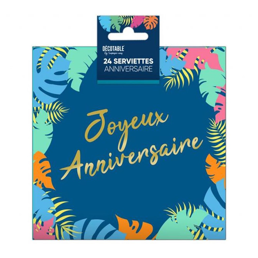 24 serviettes anniversaire tropical