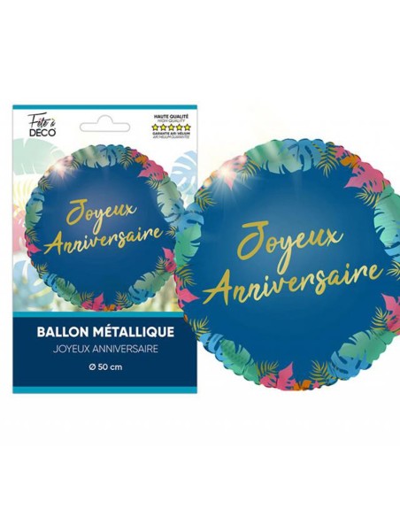 Ballon alu anniversaire tropical 50cm