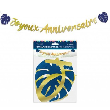 Guirlande lettre joyeux anniversaire tropical