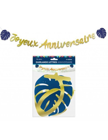 Guirlande lettre joyeux anniversaire tropical