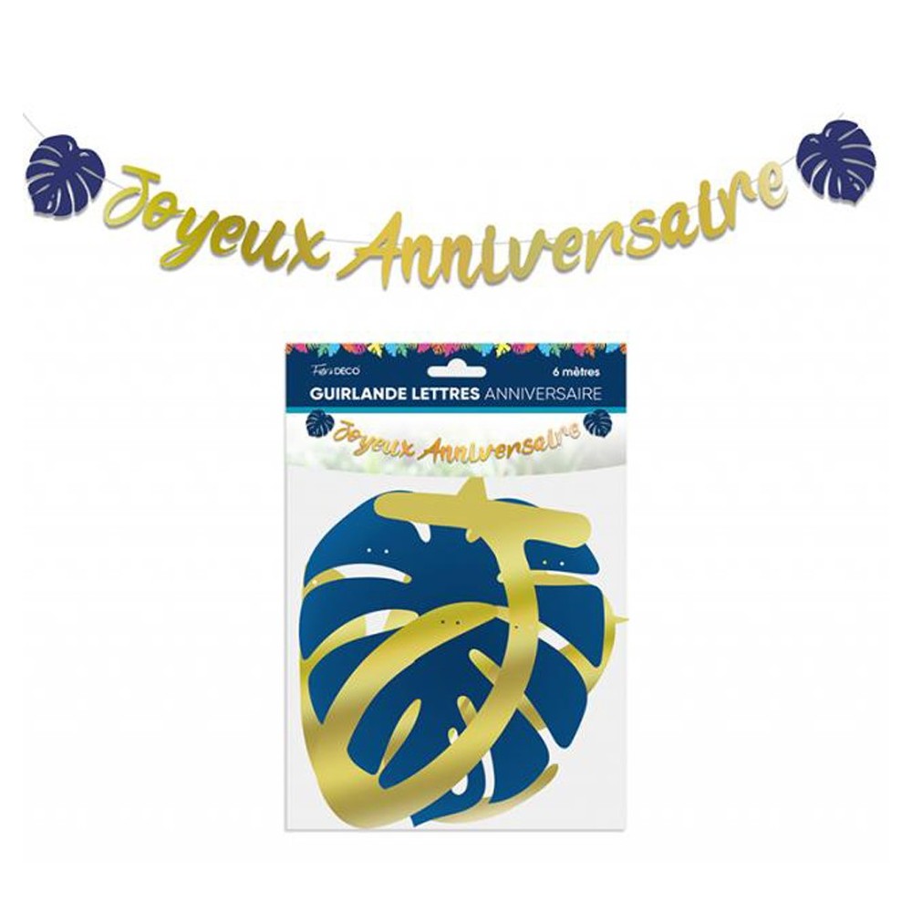 Guirlande lettre joyeux anniversaire tropical