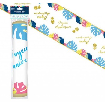 Chemin de table anniversaire tropical 5m