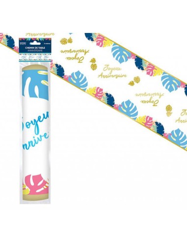 Chemin de table anniversaire tropical 5m