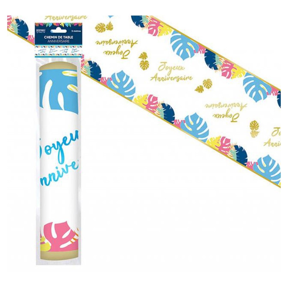 Chemin de table anniversaire tropical 5m