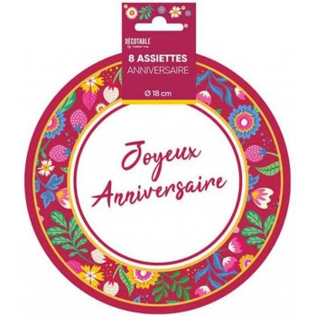 8 petites assiettes anniversaire floral