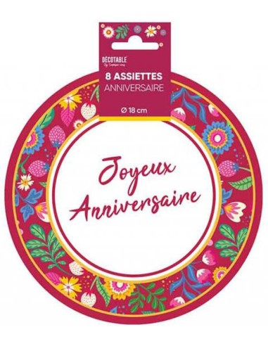 8 petites assiettes anniversaire floral
