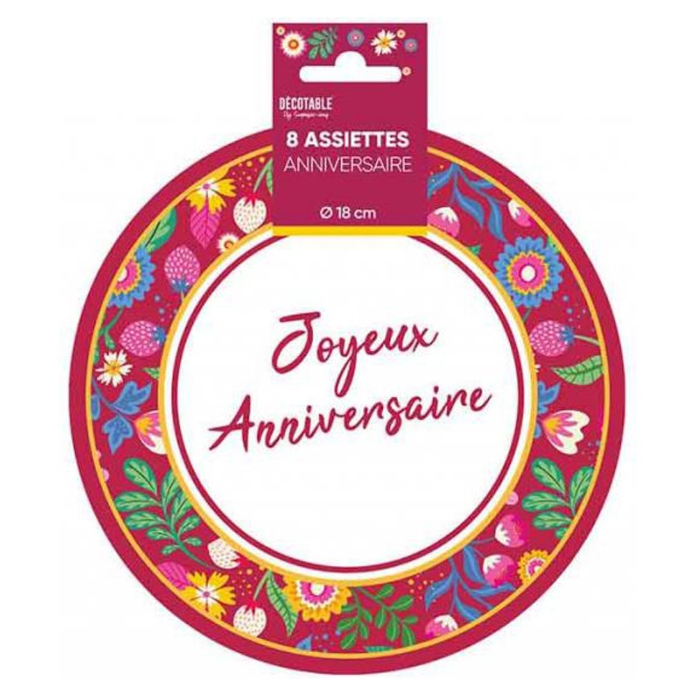 8 petites assiettes anniversaire floral