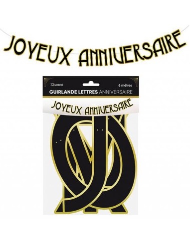 Guirlande lettres Joyeux Anniversaire art déco 6m