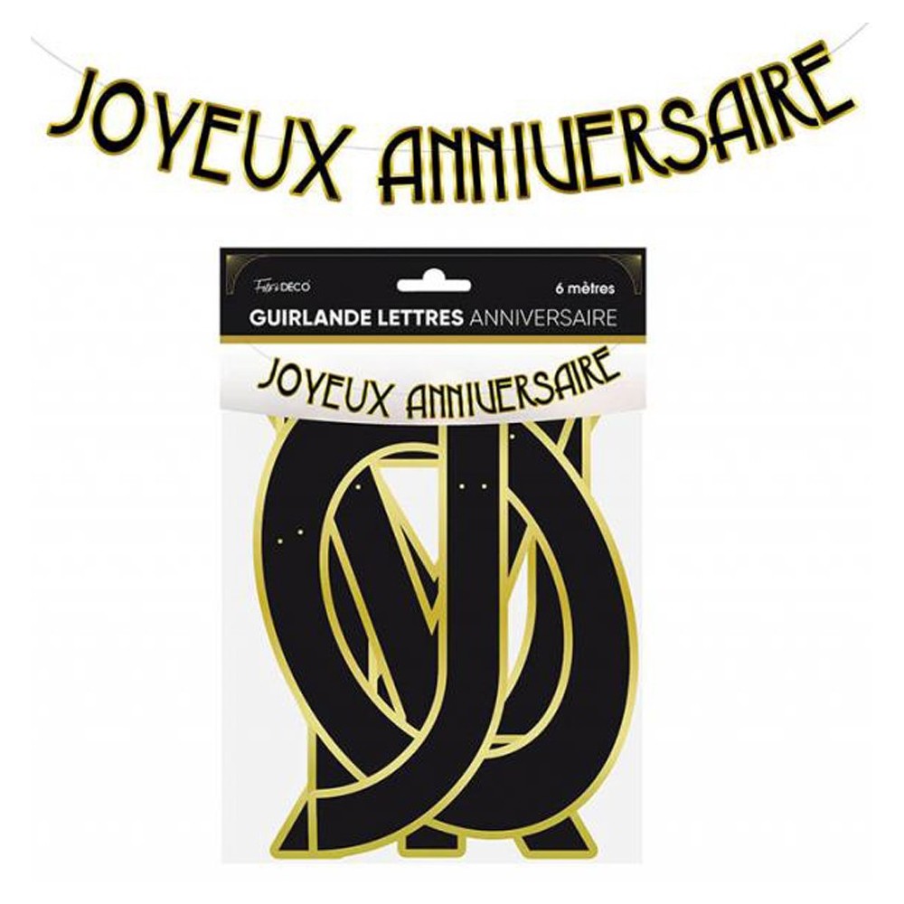 Guirlande lettres Joyeux Anniversaire art déco 6m