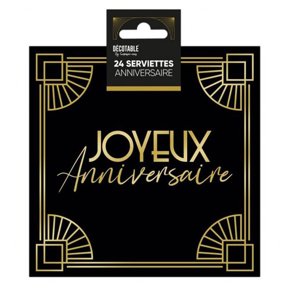 24 serviettes anniversaire art déco