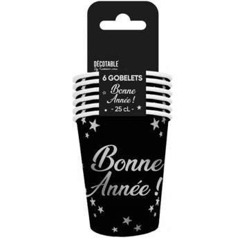 6 gobelets noirs Bonne Année