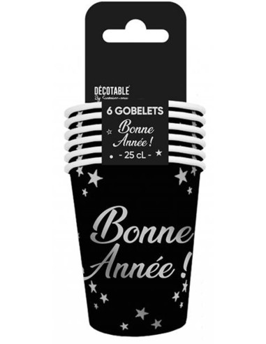 6 gobelets noirs Bonne Année