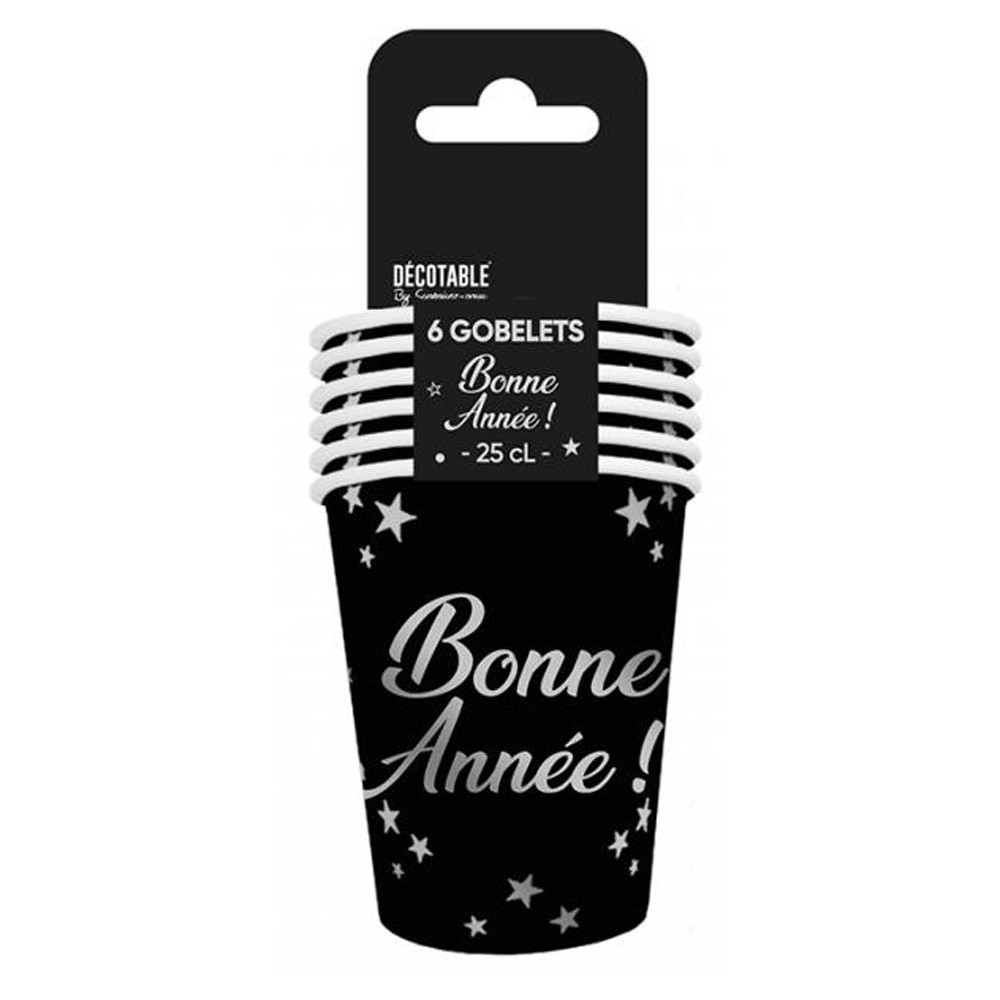 6 gobelets noirs Bonne Année