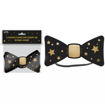 6 noeuds papillons Bonne Année or