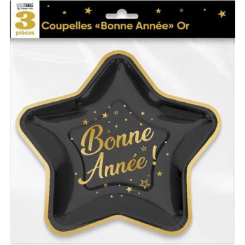 3 coupelles Bonne Année or