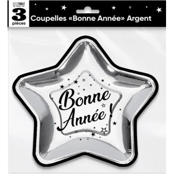 3 coupelles Bonne Année argent