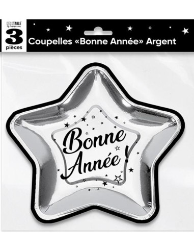 3 coupelles Bonne Année argent