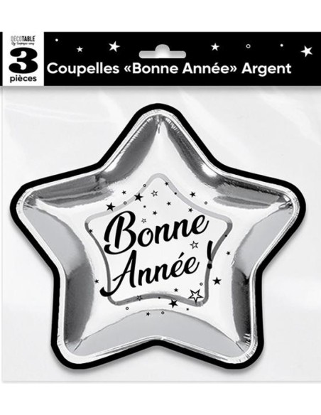3 coupelles Bonne Année argent