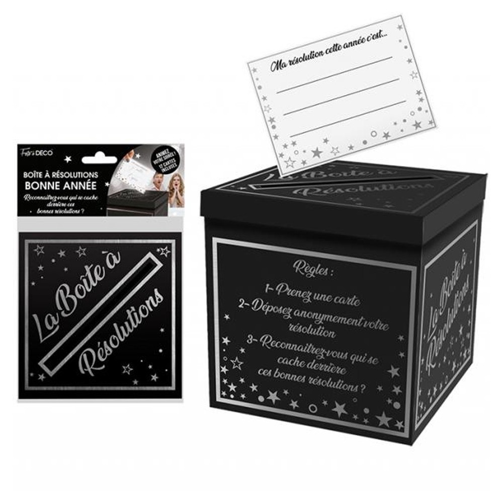 Boite à résolutions nouvel an argent