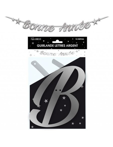 Guirlande lettres Bonne année argent 4m