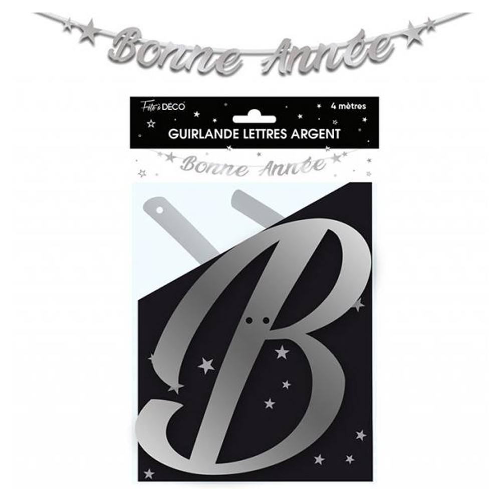 Guirlande lettres Bonne année argent 4m