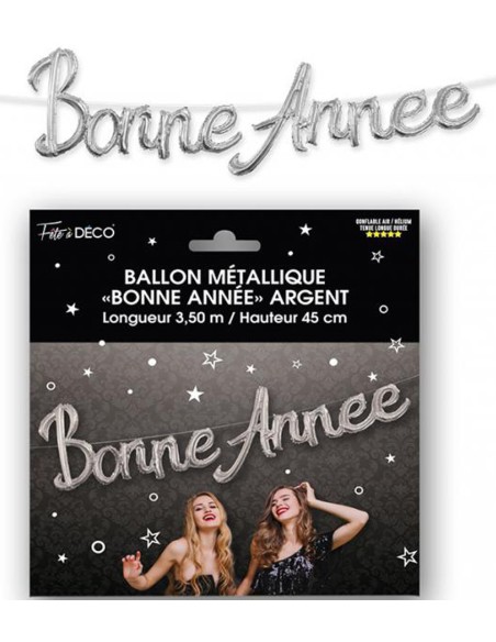 Ballons lettres Bonne Année argent