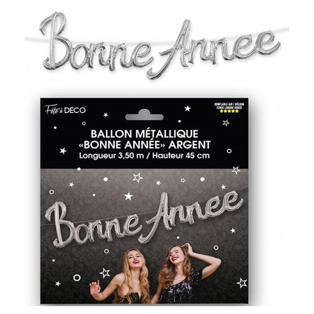 Ballons lettres Bonne Année argent