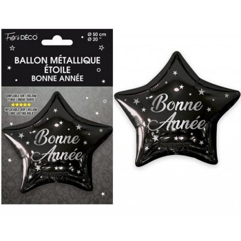 Ballon étoile Bonne Année noir