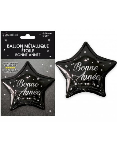 Ballon étoile Bonne Année noir