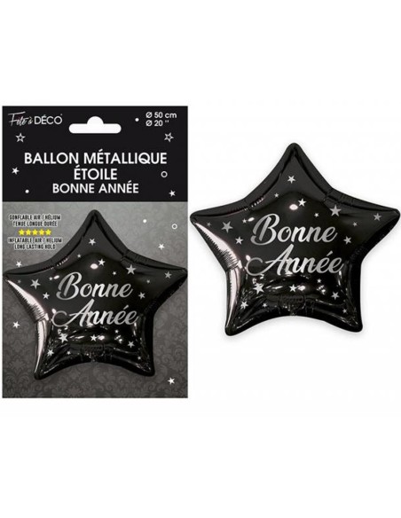 Ballon étoile Bonne Année noir
