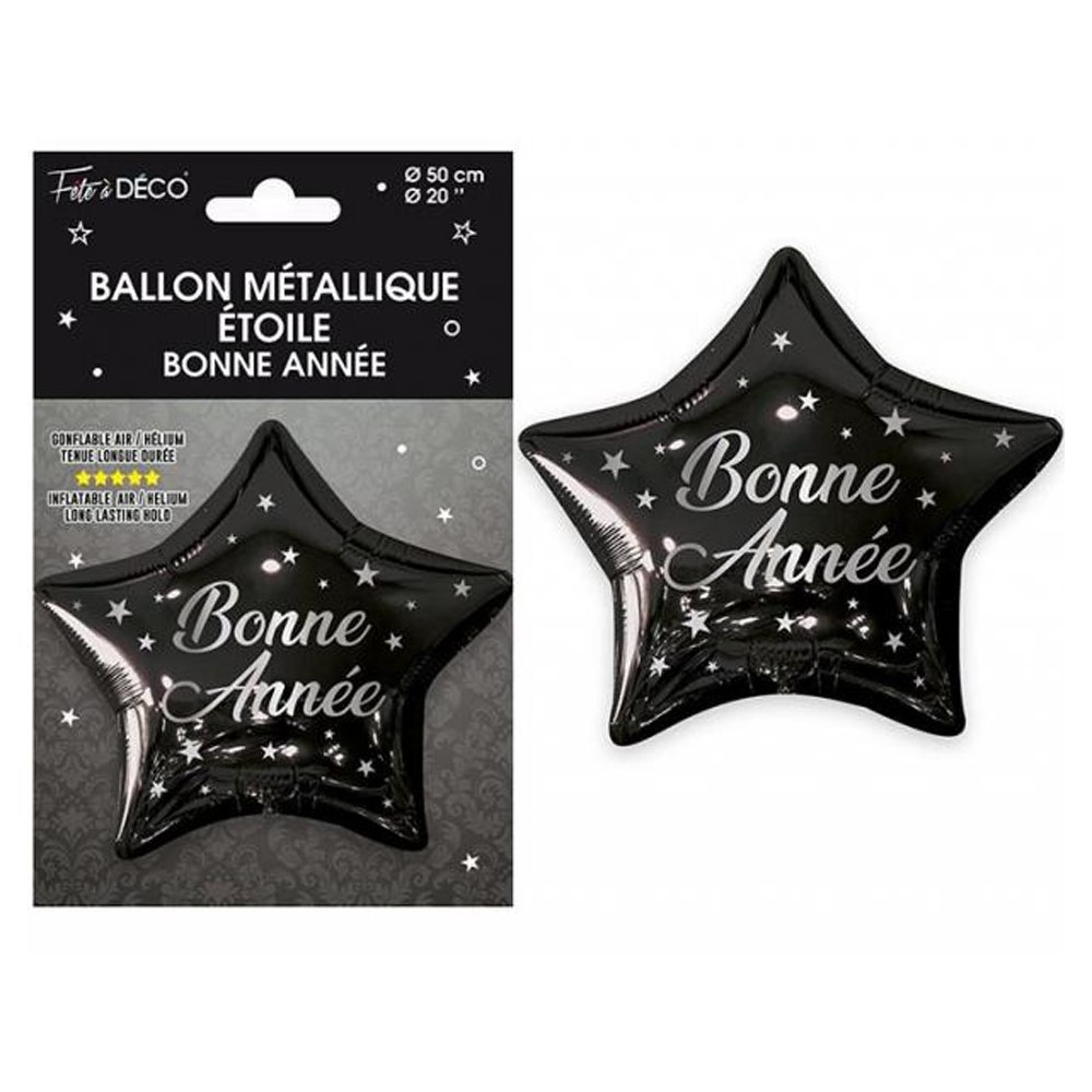 Ballon étoile Bonne Année noir