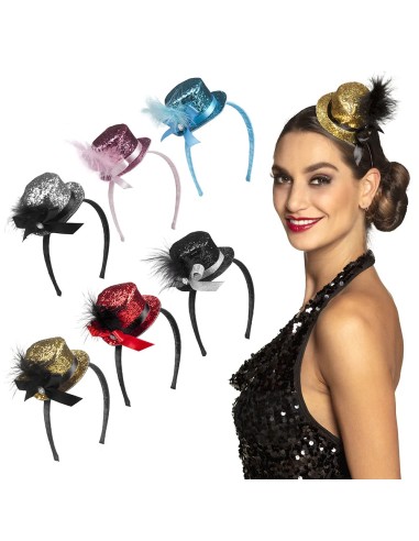 Serre-tête mini chapeau paillettes