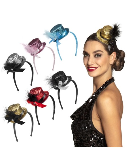 Serre-tête mini chapeau paillettes