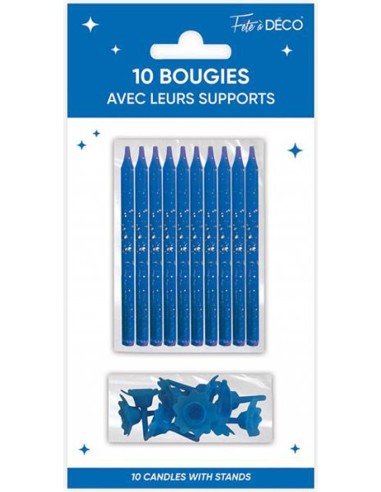10 bougies anniversaire couleur avec support