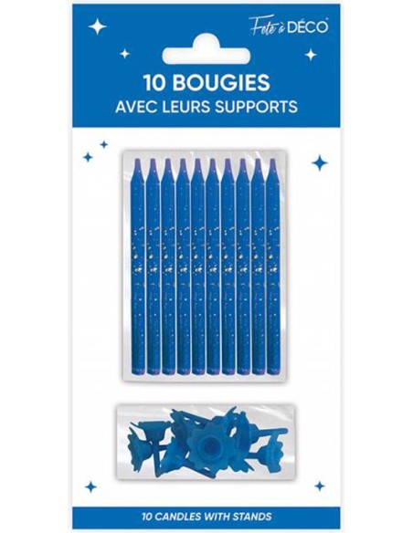 10 bougies anniversaire couleur avec support