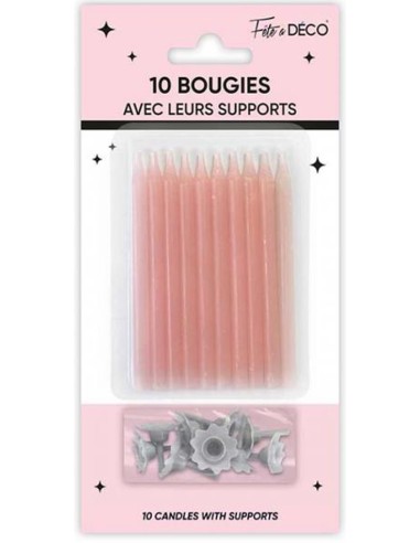 10 bougies anniversaire couleur avec support