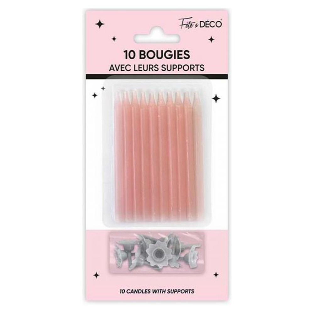 10 bougies anniversaire couleur avec support