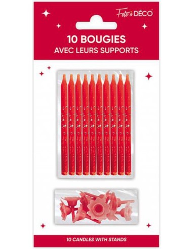 10 bougies anniversaire couleur avec support