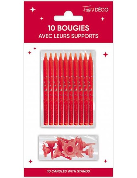 10 bougies anniversaire couleur avec support