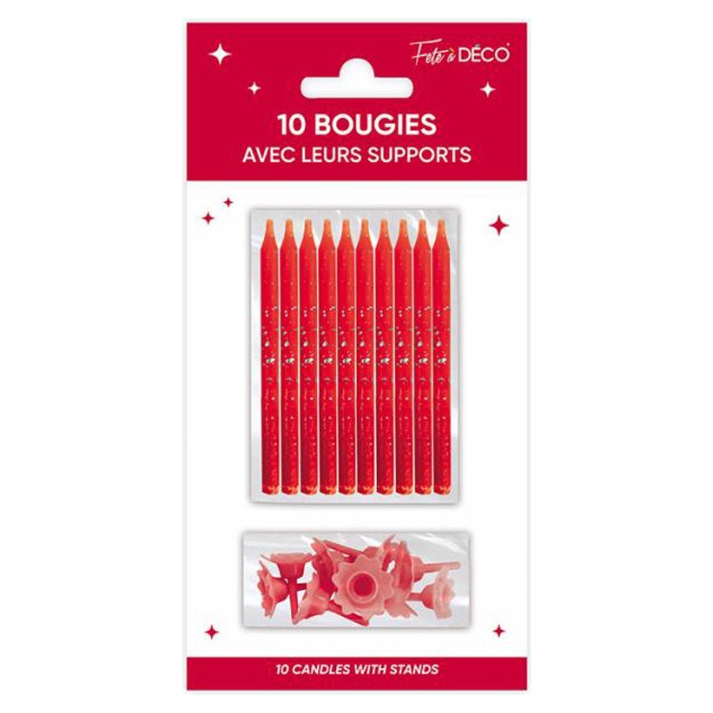 10 bougies anniversaire couleur avec support