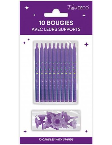 10 bougies anniversaire couleur avec support