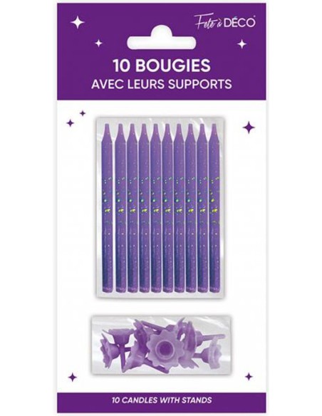 10 bougies anniversaire couleur avec support