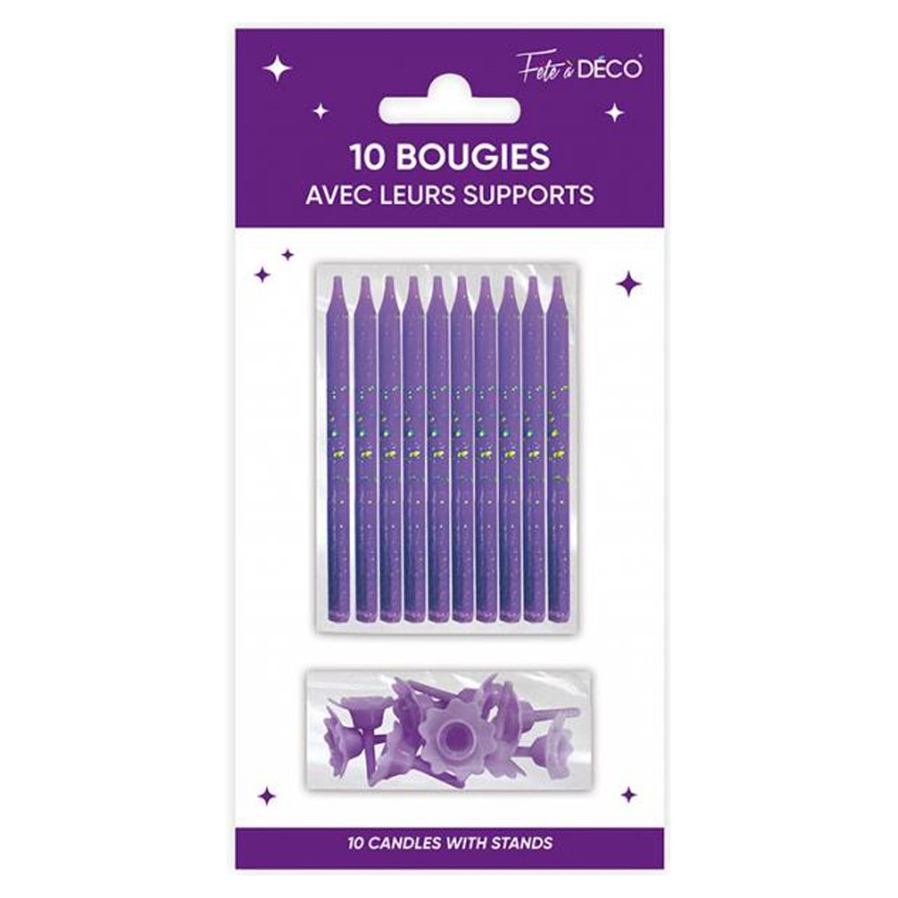 10 bougies anniversaire couleur avec support