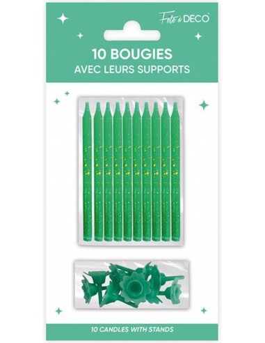 10 bougies anniversaire couleur avec support