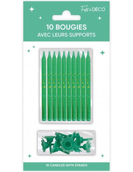10 bougies anniversaire couleur avec support