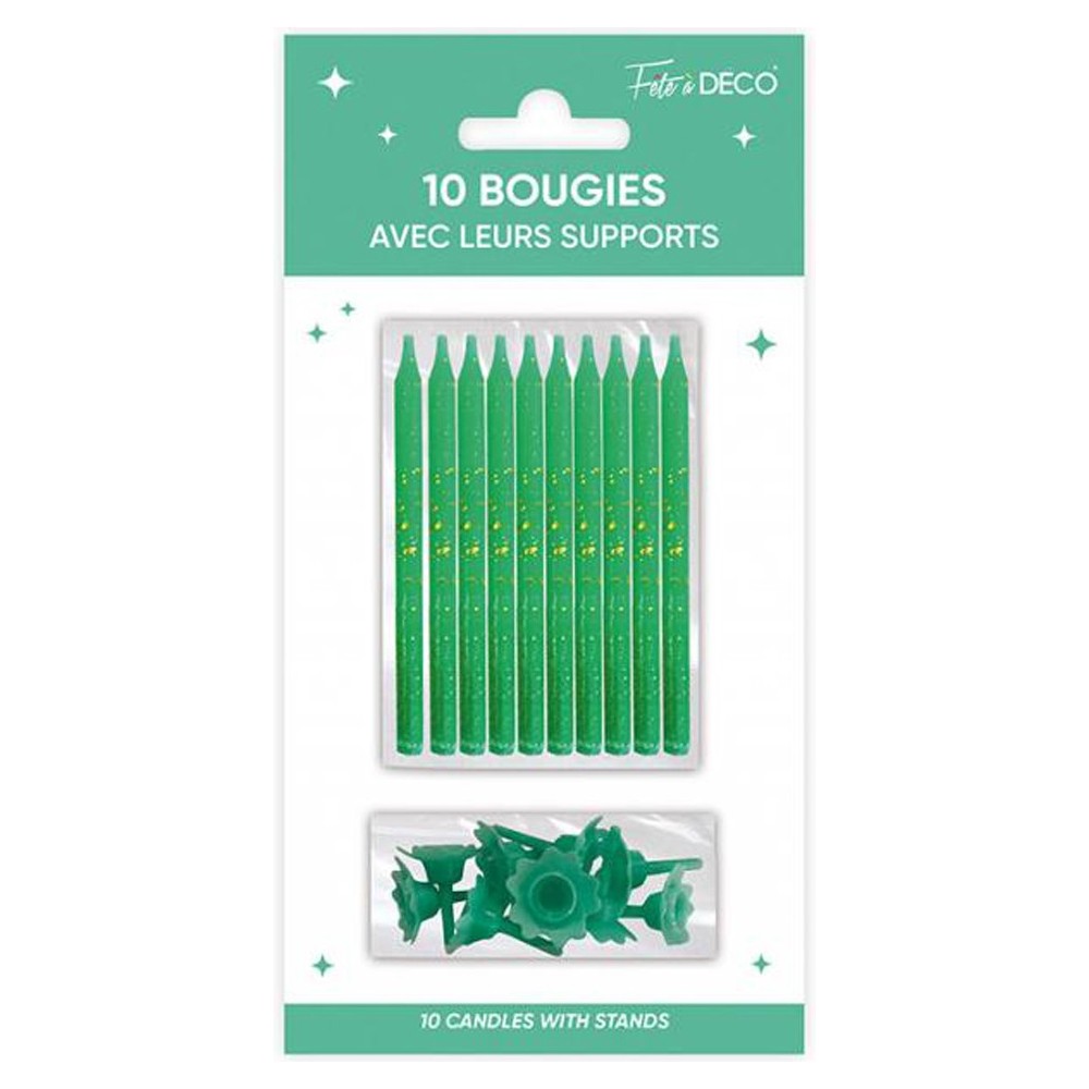 10 bougies anniversaire couleur avec support