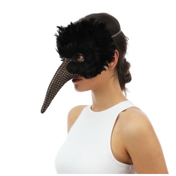 Loup long nez avec plumes noires