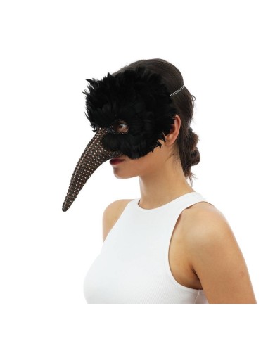 Loup long nez avec plumes noires